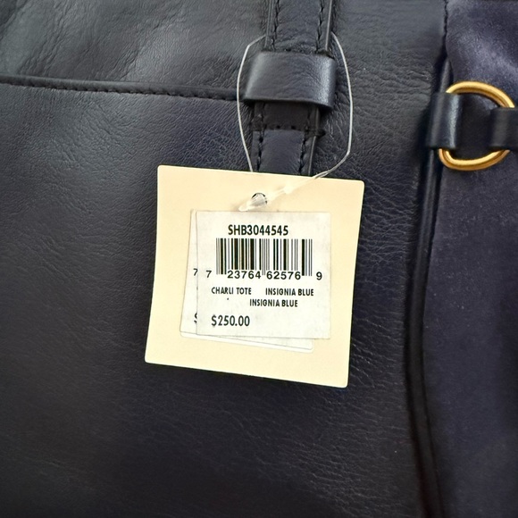 Fossil Navy Leather & Suede Tote - Picture 2 of 7